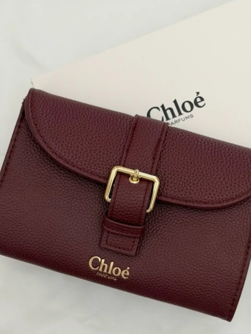 CHLOE Burgundy Feaux Leather Wallet Clutch